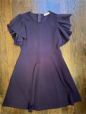 Gorlya Girls Navy Ruffle Sleeve Dress